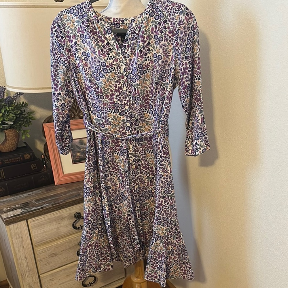 Talbots Multicolor Floral Long Sleeve Dress
